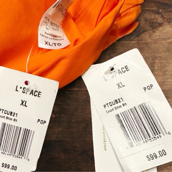 L*Space Pointelle Rib Court Bitsy Bikini Bottom in Poppy Orange - Picture 9 of 11